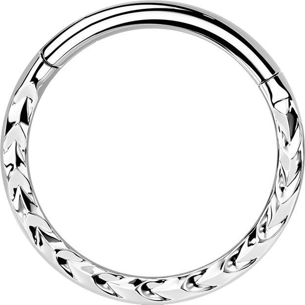 Produktbild Star Piercing Micro Segmentring klappbar silber Winkelmuster (ohne Messing, Chirurgenstahl 316L)