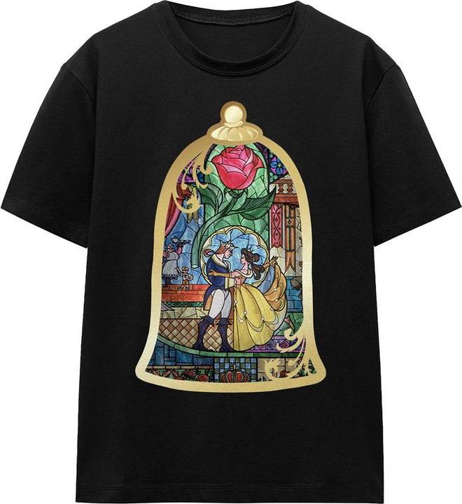 Actual product image Beauty And The Beast Unisex Adult Stained Glass T-Shirt (XXL)