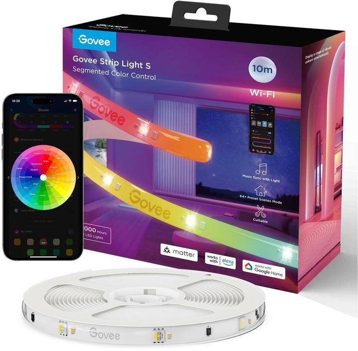 Image du produit Govee Rayure Light S (Lumière du jour, Blanc chaud, 1000 cm, Intérieur)