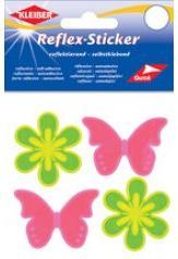 Actual product image Kleiber Reflective sticker "Flower & butterfly", yellow/pink self-adhesive, reflective, adheres to smooth