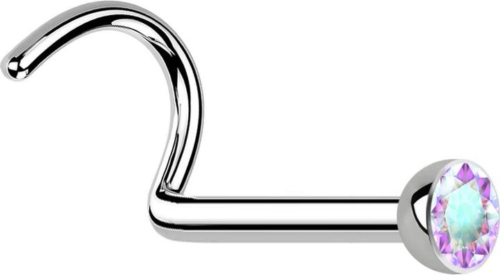 Produktbild Star Piercing Nasenstecker gebogen silber mit Kristall multicolor (Chirurgenstahl 316L, ohne Messing)