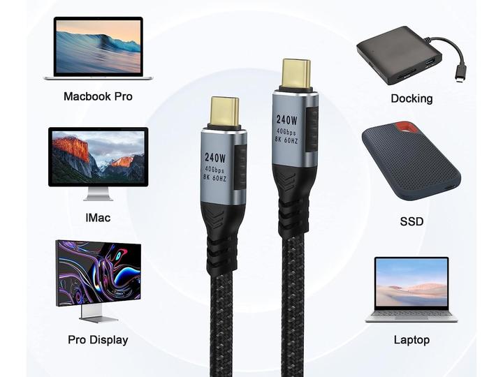 Image du produit PowerGuard Câble USB-C court USB4 Gen3x2 240W 20cm Data & Charge (0.20 m, USB 4.0)