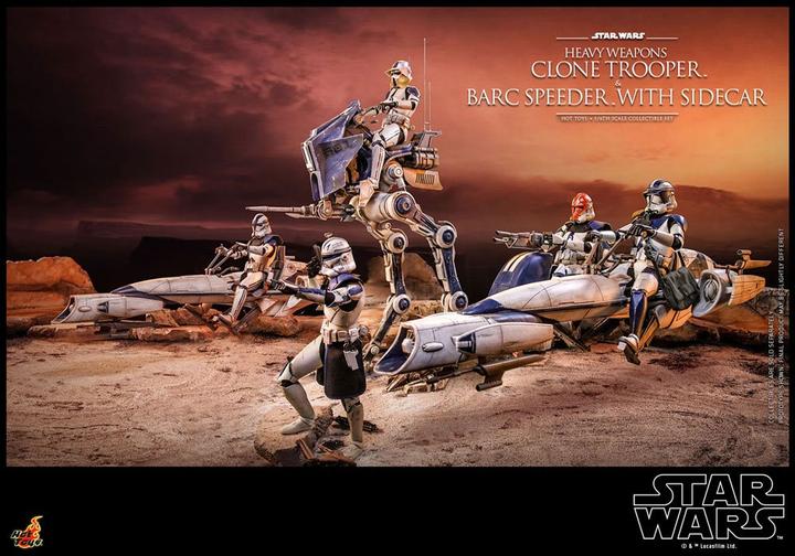 Actual product image Hot Toys Star Wars The Clone Wars figurine 1/6 Heavy Weapons Clone Trooper & BARC Speeder with Sidecar 30 cm