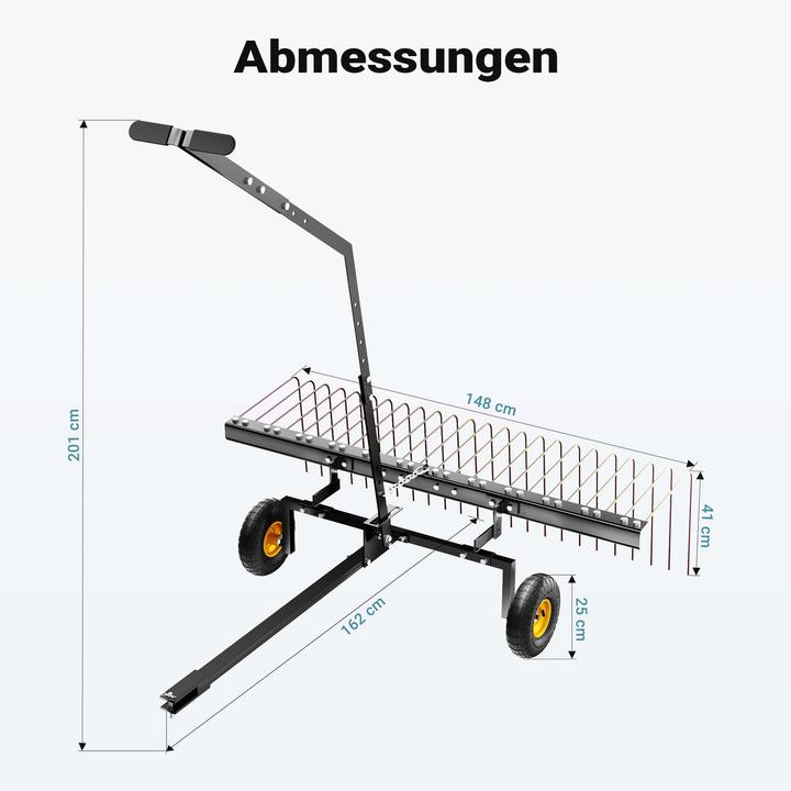 Produktbild Wiltec Rasentraktor Rechen 148cm Vertikutierer Rasenstriegel Rasenlüfter Garten