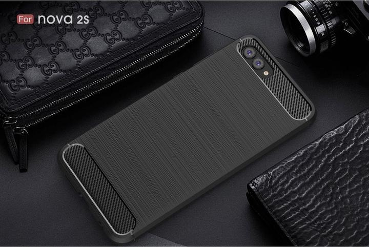 Produktbild König Design Hülle Handy Schutz für Huawei Nova 2s Case Cover Bumper Carbon Optik TPU Schwarz (Huawei Nova 2S)