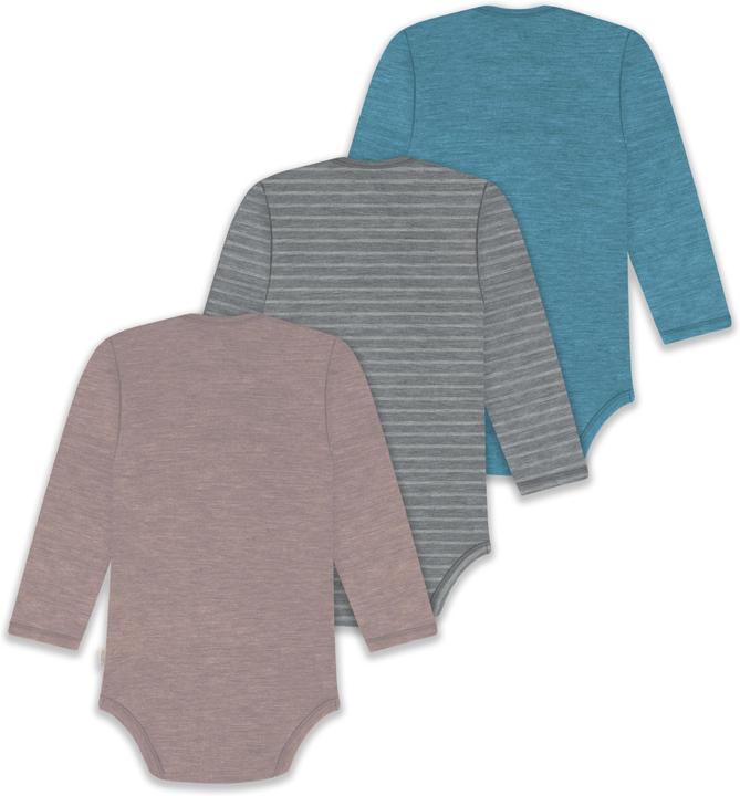 Actual product image Normani 3-pack baby merino bodysuit long sleeve "Auckland" - 9383 (74)