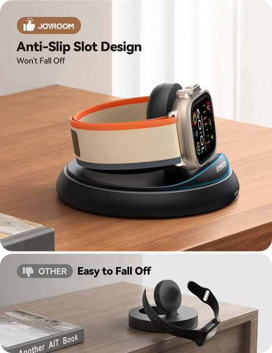 Actual product image Joyroom Foldable Wireless Charger for Apple Watch/iWatch - Black (3 W)
