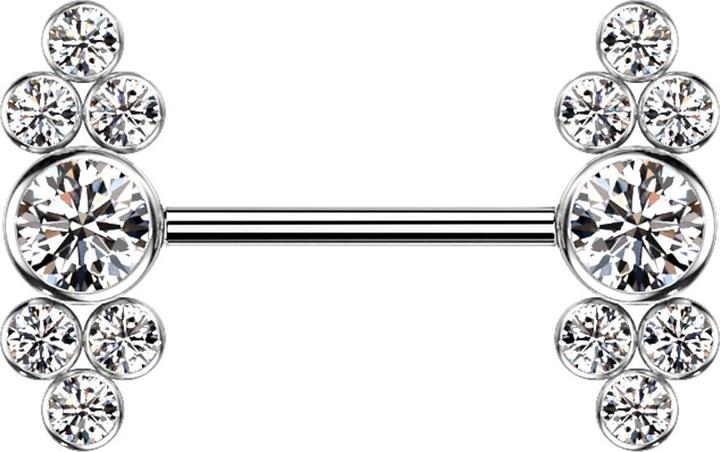 Produktbild Star Piercing Barbell Innengewinde silber sieben Kristalle silber (ohne Messing, Titan G23)