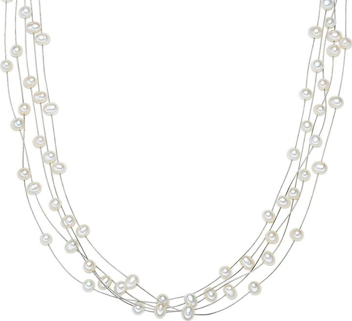 Valero Pearls Damen Sterling Silber Süsswasser-Zuchtperle silber 45,0 cm Basiskette + 5,0 cm Verlängerung - 11716 (Sterling Silber, 45 - 50 cm)