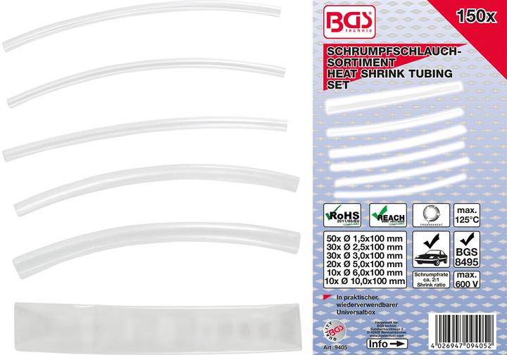 BGS Shrink Tube Assortment | transparent | 150 pcs. (150 x)