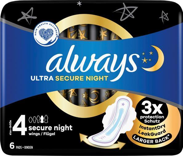 Actual product image Always Ultra-thin Secure Night bandage with wings (7 x, Sanitary pads)