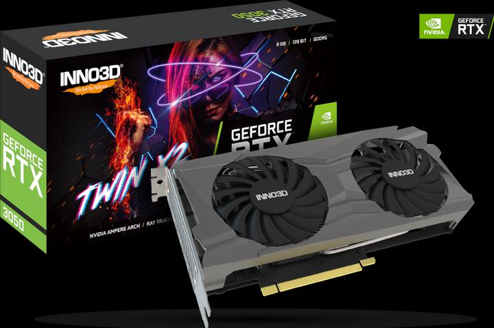 Actual product image Inno3D GeForce RTX 3050 8GB Twin X2 OC vaizdo plokštė - 8GB DDR6, 3x DisplayPort/1x HDMI (8 GB)