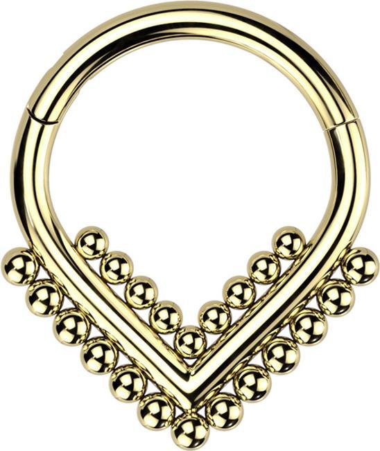 Produktbild Star Piercing Micro Segmentring klappbar Winkel vergoldet mit Kugeln (ohne Messing, Titan G23)