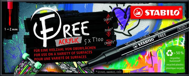 Immagine prodotto STABILO Gratis (Arancia, Pink, Verde, Nero, Purple, Bianco, 2 mm, 5 x)