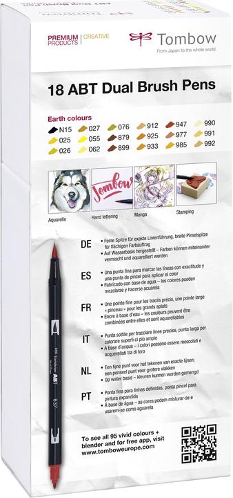 Actual product image Tombow ABT Dual Brush Pen, earth colours (Multicoloured, 18 x)