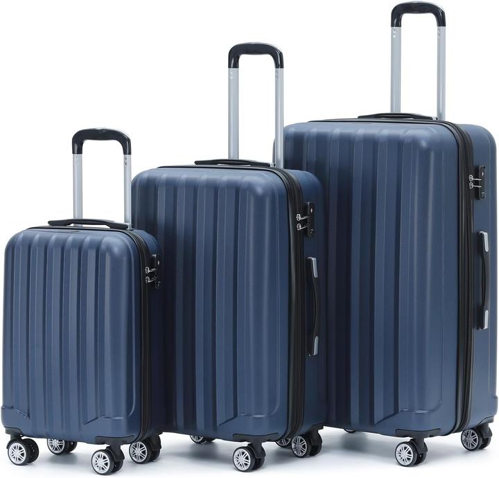 Immagine prodotto Beibye 3-teiliges Hartschalenkofferset mit TSA-Schloss, Zwillingsrollen (115 l, Bagaglio a mano (fino a 50 litri), M (50 - 90l), L (90 - 115l))