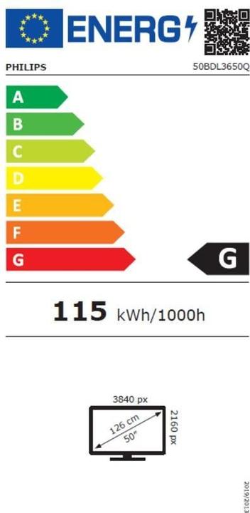 Etichetta energetica Philips Soluzione di segnaletica Q-Line 50BDL3650Q/00 (3840 x 2160 pixel, 49.50")