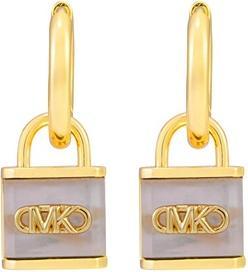 Michael Kors Kors Lock Gold-Plated Hoop Earrings With Pearl