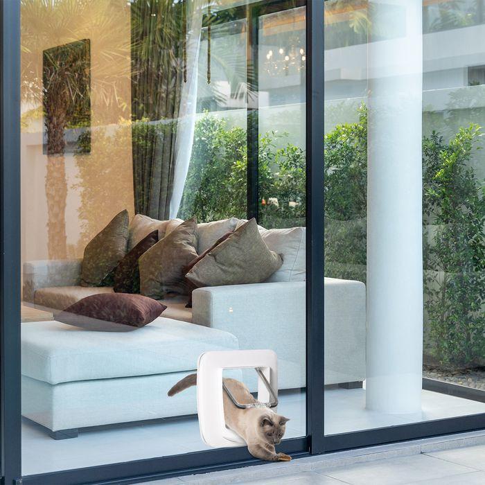 Immagine prodotto Swisshandel24 Zanzariera per gatti Zanzariera per cani con 4 opzioni di chiusura e magnete, per porte interne ed (Gattaiola manuale)