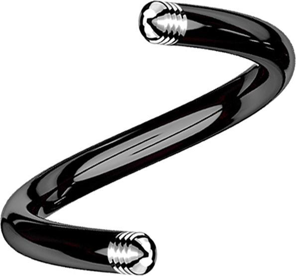 Immagine prodotto Star Piercing Asta a micro spirale nera (senza ottone, Acciaio chirurgico 316L)