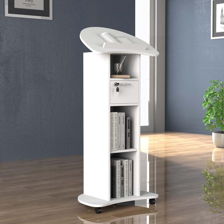 Immagine prodotto VCM Scrivania in piedi in legno Leggio Tavolo mobile in piedi Ruote rotanti Cassetto Redola (56 x 37 cm)