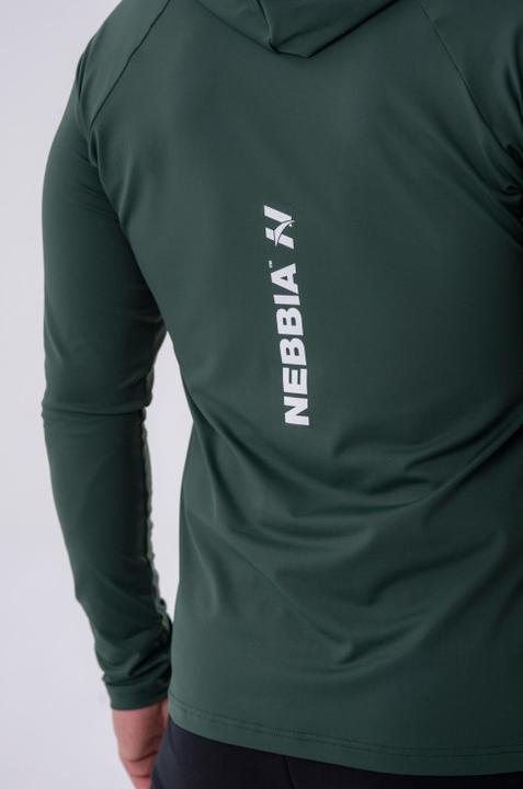 Actual product image Nebbia Long-sleeve T-shirt with a hoodie 330 dark green (XXL)