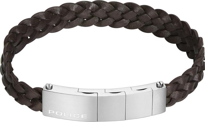 Police Indy II Brown Armband (21 cm, Edelstahl, Leder)