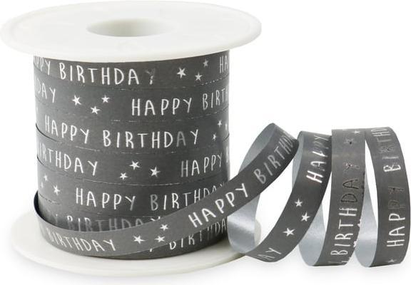 Produktbild Pattberg Geschenkband - Happy Birthday - grau - ca. 100 m x 10 mm (Geschenkband)