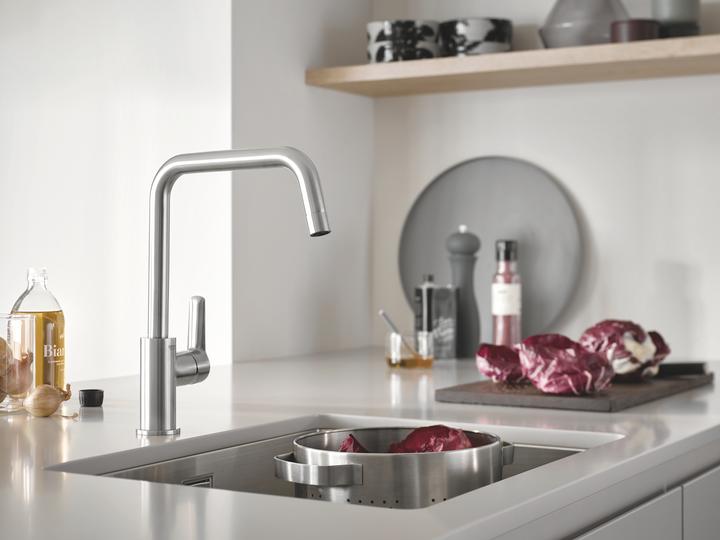 Image du produit Grohe Start QuickFix Robinet de cuisine, bec haut, forme en U, pivotant, supersteel