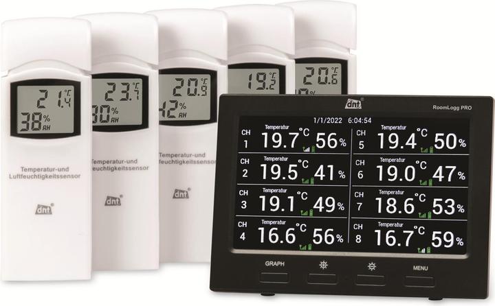 Actual product image DNT RoomLogg PRO room climate station, 6 outdoor sensors