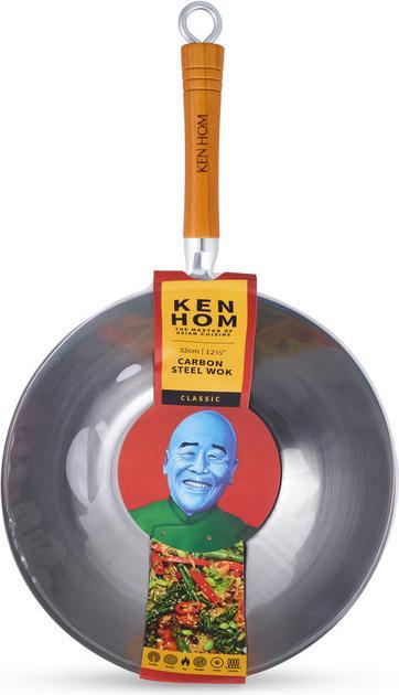 Productafbeelding Ken Hom WOK CLASSIC CARBON, Rond, Wok/Stir-fry pan, Roestvrij staal, Koolstofstaal, Keramisch, Gas, Ha (32 cm, Wokpan, Koolstofstaal)