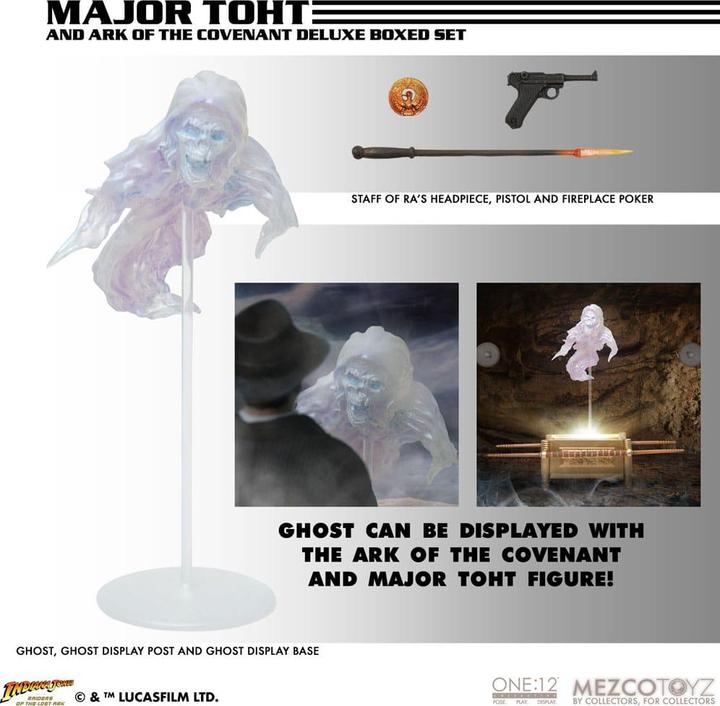 Actual product image Mezco Toys Indiana Jones Action Figure 1/12 Major Toht and Ark of the Covenant Deluxe Boxed Set 16 cm