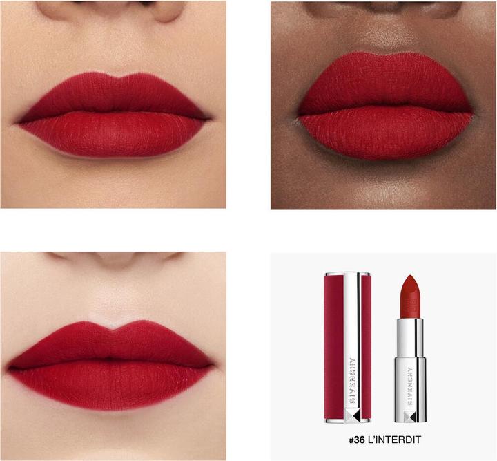 Actual product image Givenchy Le Rouge Deep Velvet Lipstick Beauty Red No. 36 - L Interdit (36)