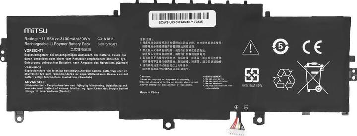 Image du produit Mitsu ASUS ZEN BOOK 3400mAh 39Wh 11,55V