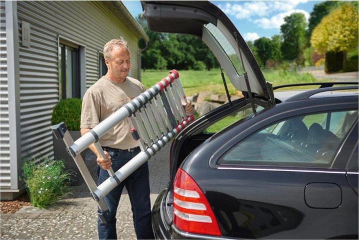 Productafbeelding Hailo FlexLine, aluminium veiligheidstelescopische ladder, 11 sporten (Enkele ladder, 99 cm)