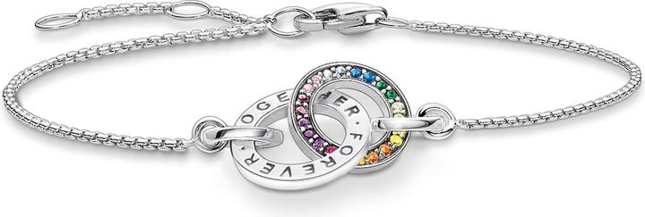 Immagine prodotto Thomas Sabo Bracciale con due anelli con pietre colorate in argento annerito (19 cm, Argento 925)