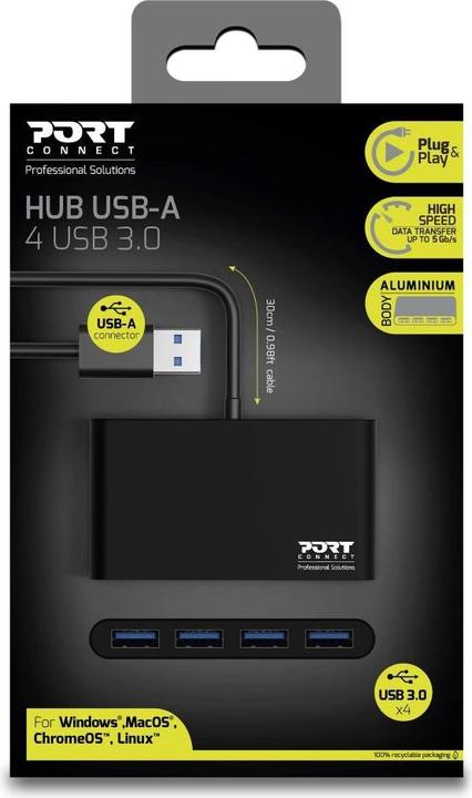 Actual product image Port Designs USB 3.0 hub (USB-A, 4 Ports)