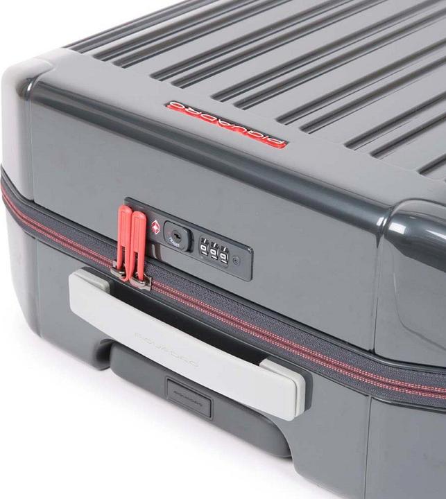 Actual product image Piquadro PQ-Light - Ultra Slim Cabin Hard Shell Trolley Grey/Red (34 l, Hand luggage (up to 50 litres))