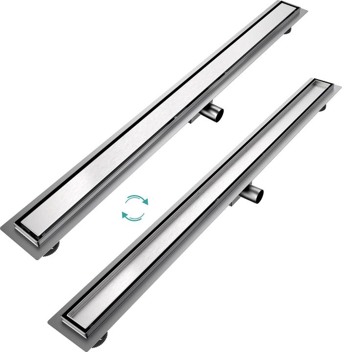 Actual product image Emke Stainless Steel Shower Drain Channel, Complete Set with Siphon, Odour Stop, and Hair Catcher, 1100cm (1100 mm)