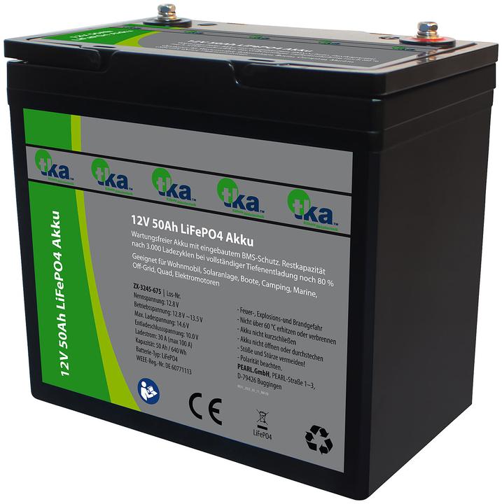 Produktbild TKA LiFePO4-Akku, 12 V, 50 Ah / 640 Wh (12.80 V, 50 Ah)