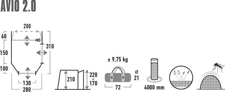 Actual product image High Peak Avio 2.0 (Awning, 9.75 kg, 1 person)