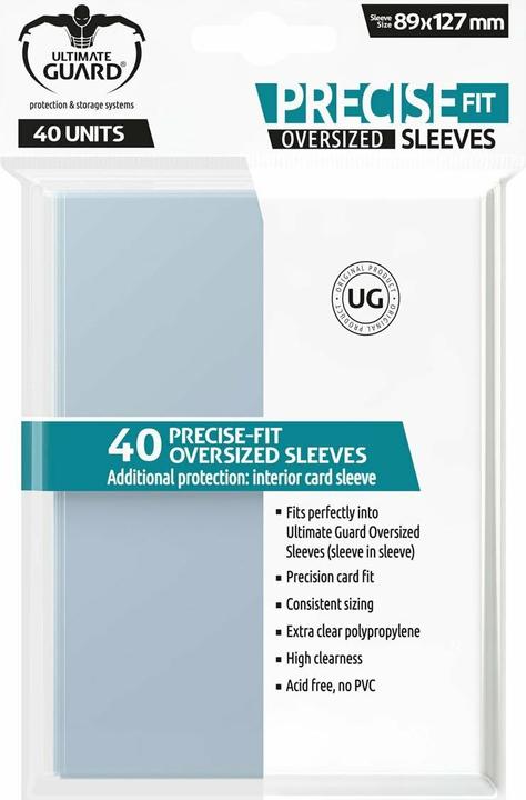 Ultimate Guard UGD010449 - Precise-Fit 40 Kartenhüllen Übergrösse, transparent