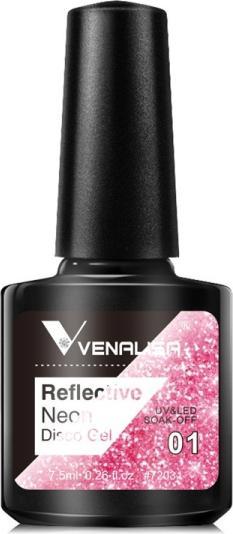 Produktbild Venalisa Gellack Reflective Neon Disco Gel BD01 (Rosa Glitzer, Gel-Effekt Nagellack)
