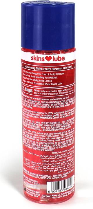 Nährwerte und Zutaten Skins Fruity Erdbeer Gleitgel 130 ml – Wasserbasiert, vegan, zuckerfrei und reaktivierbar (130 ml)