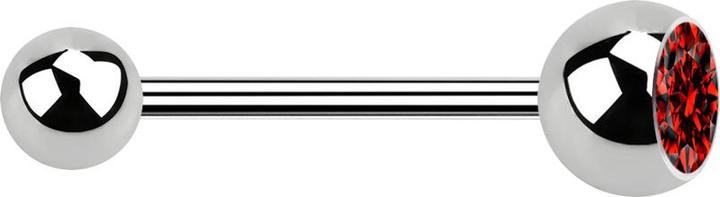 Image du produit Star Piercing Micro Barbell argent avec boule et boule de cristal rouge (sans laiton, Acier chirurgical 316L)