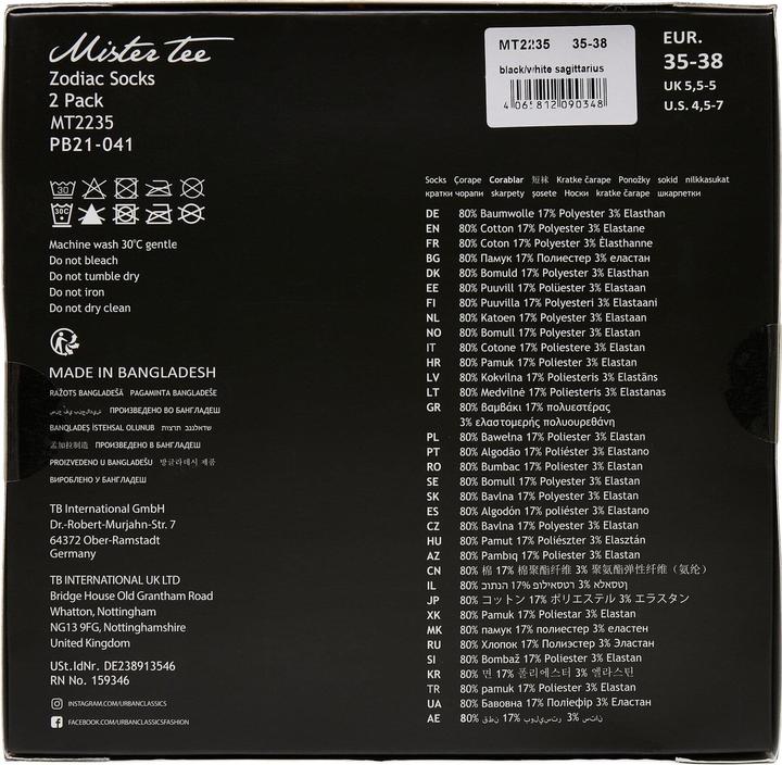 Immagine prodotto Urban Classics Calzini Zodiac 2-Pack - 18973 (Confezione da 2, 43 - 46)