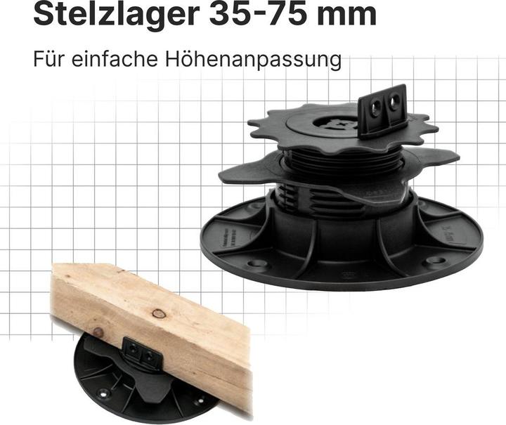 Actual product image Sanpro Pedestals for decking boards: height-adjustable & quick release 35 - 75 mm
