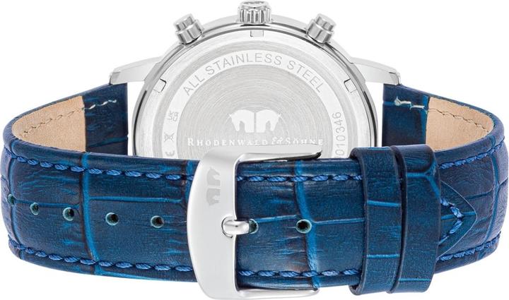 Immagine prodotto Cronografo da uomo Moonlight in vera pelle blu - 26503 (Cronografo, 40 mm)