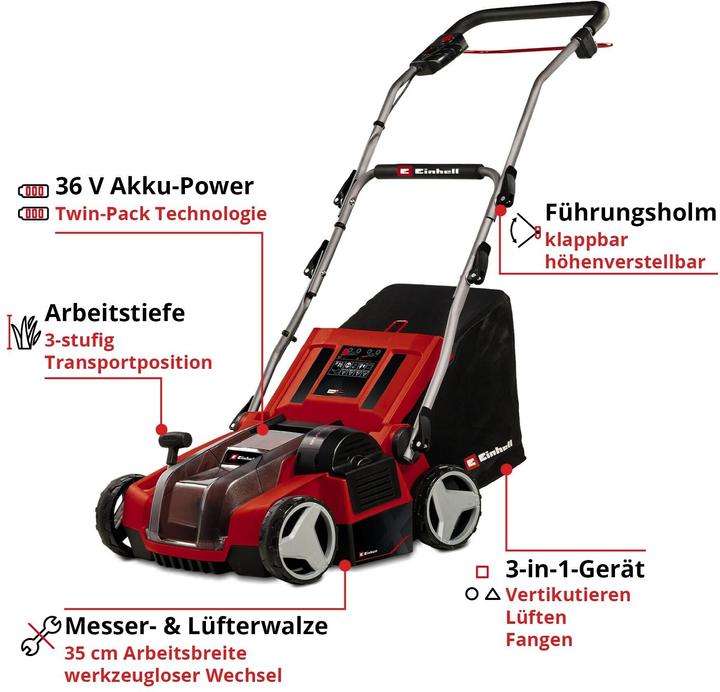 Einhell GE-SA 36/35 Li-Solo Scarificateur à batterie-ventilateur