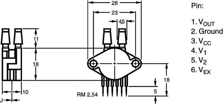 Produktbild NXP Semiconductors Drucksensor 1 St. MPX5100DP 0 kPa bis 100 kPa Print